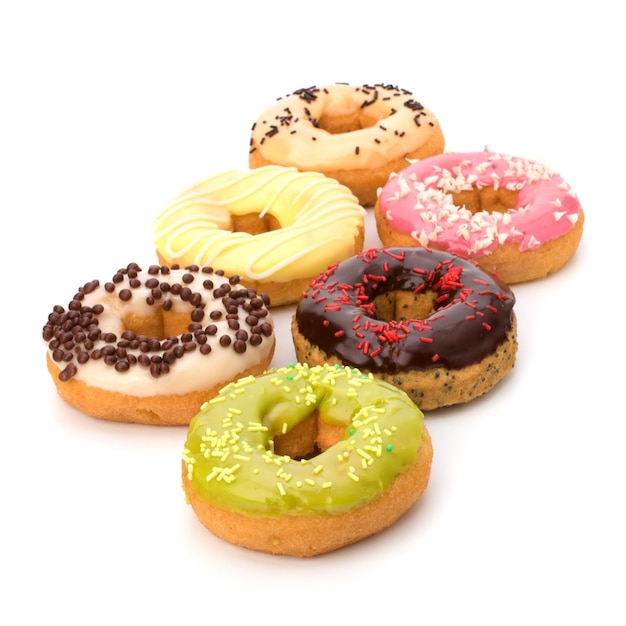 Delicious doughnuts isolated on white background