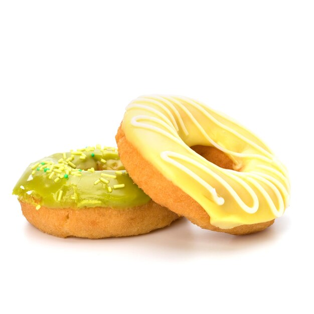 Delicious doughnuts isolated on white background