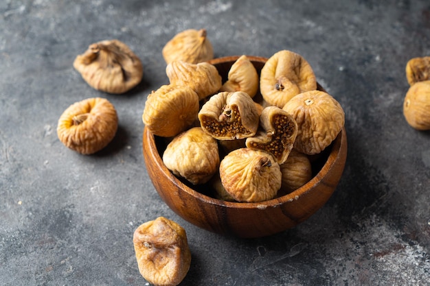 Delicious dried figs in a bowl healthy food