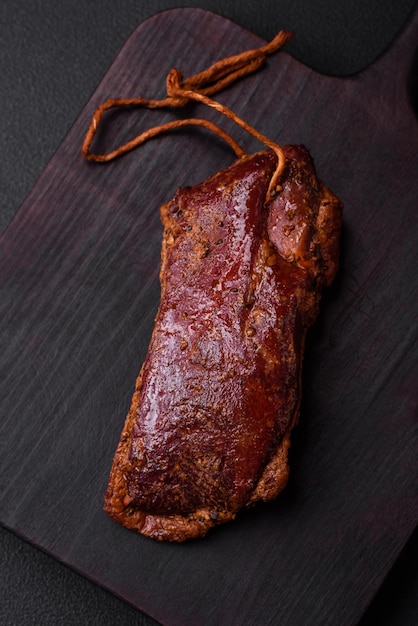 Delicious duck fillet or breast grilled or smoked with spices and salt