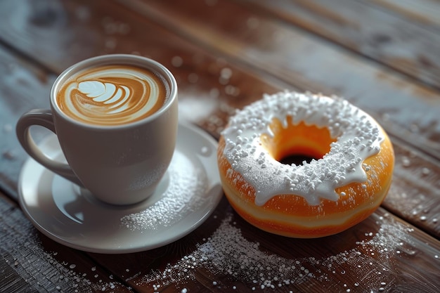 Photo delicious duo coffee and donut happiness