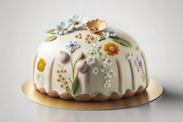 Delicious Easter cake on a white background easterspring generative AI