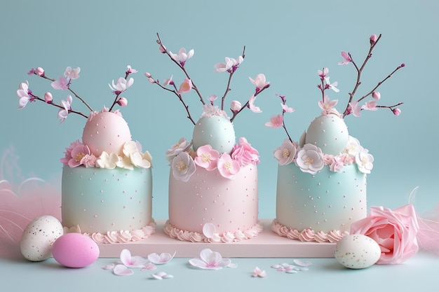 Delicious Easter cakes adorned with colorful decorations symbolizing joy and renewal