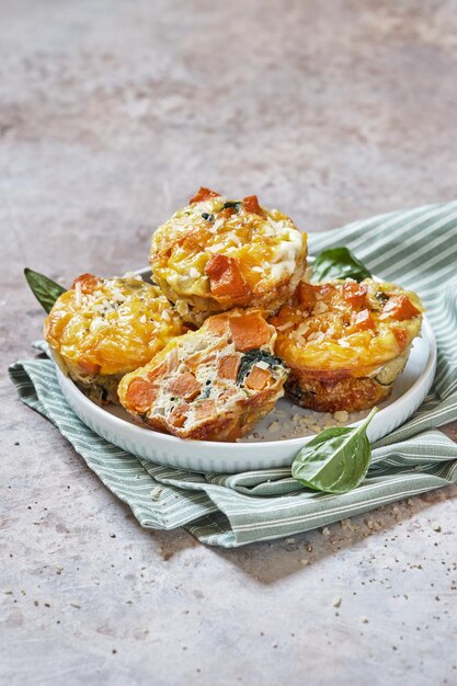 Delicious egg muffins with sweet potato spinach and onion