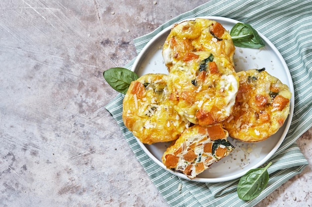 Delicious egg muffins with sweet potato