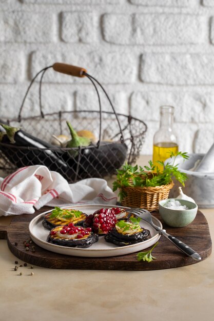 Photo delicious eggplant dish arrangement