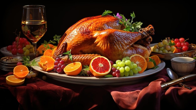 Delicious Extravagant Thanksgiving Turkey Dinner Generative Ai