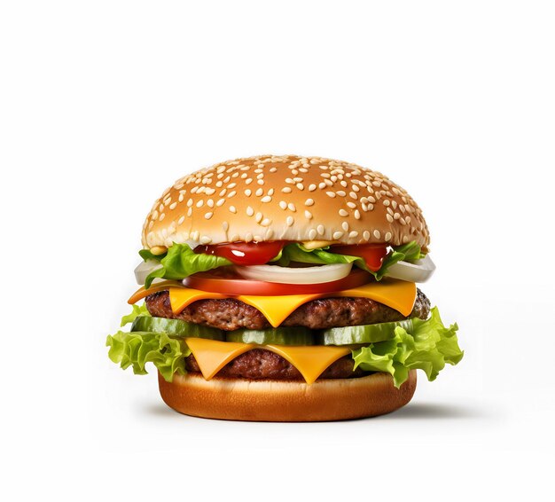 Delicious Fast Food Burger Isolated On White Background