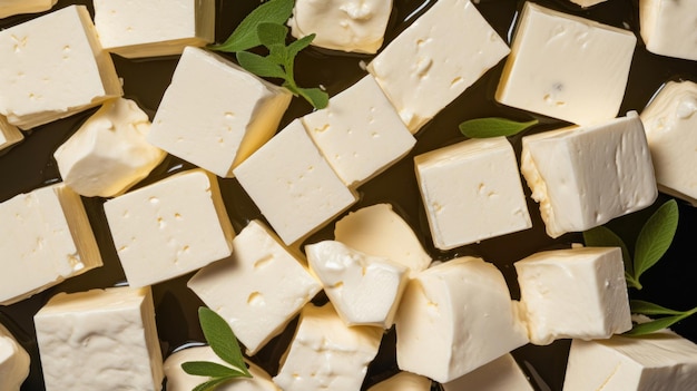 Delicious feta cheese horizontal background