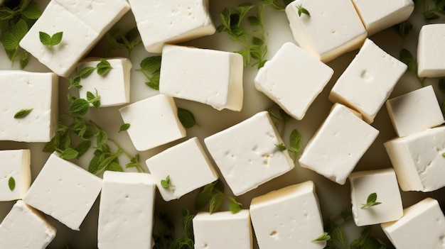 Delicious feta cheese horizontal background