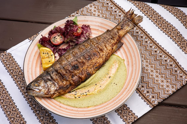 A delicious fish dish in a restaurant