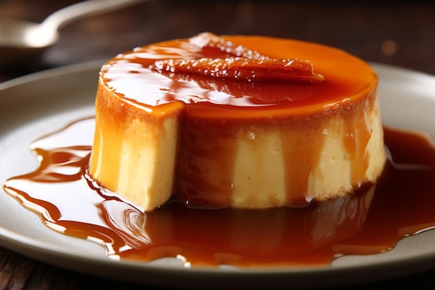Delicious flan dessert topped with caramel sauce