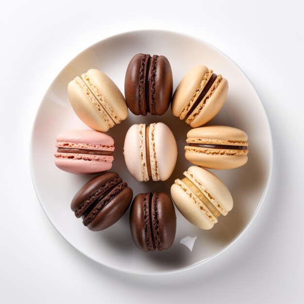 Photo delicious flavored macarons with a touch of elegance