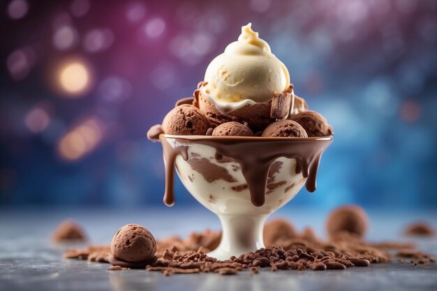 Delicious floating in the air cinematic ice cream chocolate