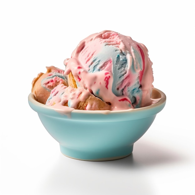 Delicious fluffy cotton candy ice cream bowl