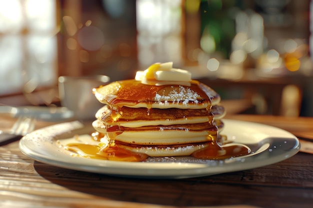 Delicious Fluffy Pancakes with Syrup