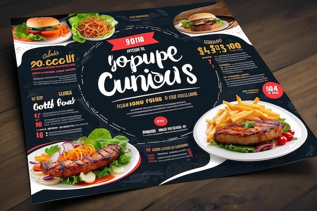 Photo delicious food flyer design template for your restaurant business