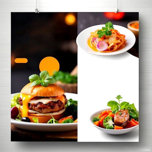 Foto delicious food restaurant menu social media post banner sjabloon ai gegenereerd