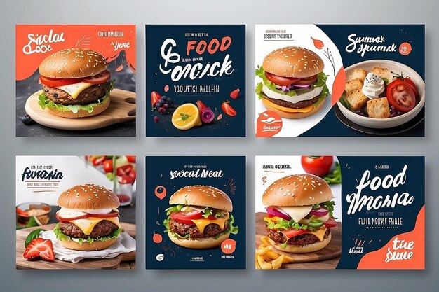 Delicious Food Social Media Banners Template Promotionele bericht op sociale media