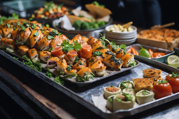 delicious food on a tray