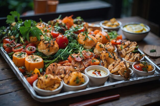 Delicious food on a tray