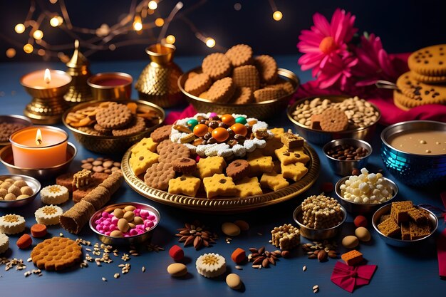 Foto i deliziosi cibi e dolci per la festa di lohri