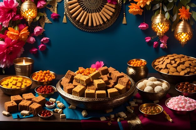 Foto i deliziosi cibi e dolci per la festa di lohri