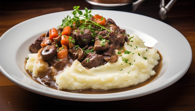 Delicious French beef bourguignon coq au vin beef stew food photography