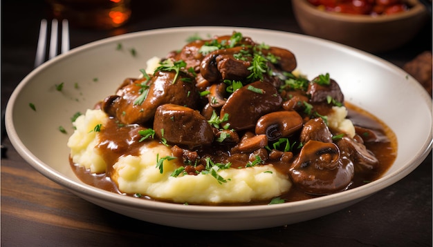 Delicious French beef bourguignon coq au vin beef stew food photography