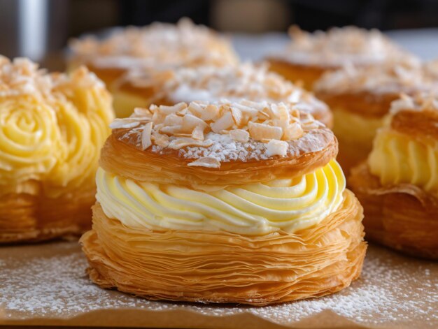 Foto una deliziosa pasticceria francese ripiena di crema