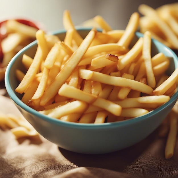 Delicious french fries in bowl