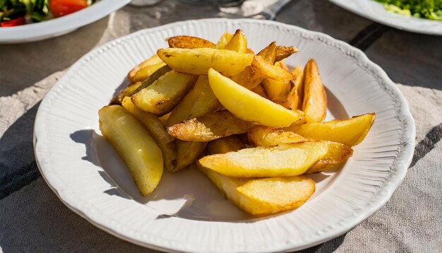 Foto deliziose patatine fritte da vicino.