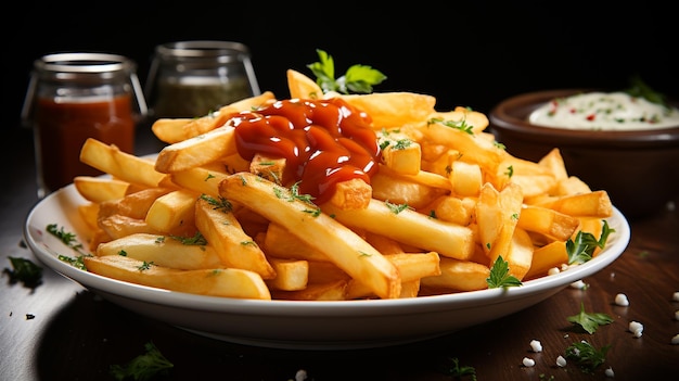 delicious french fries on a white background