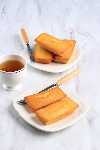 Delicious French Pastry Financier cake, Small Cake with Btter, Served with Tea.