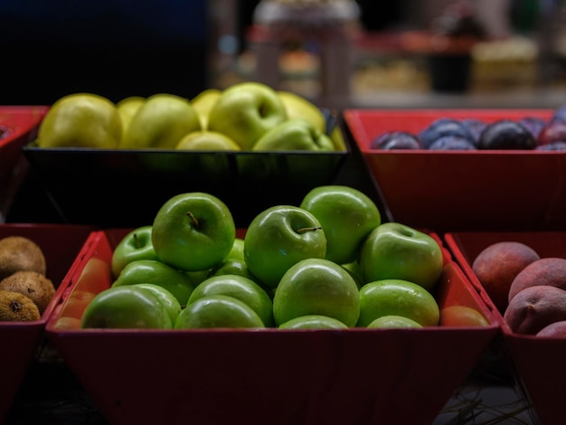 Delicious and fresh apples on plate