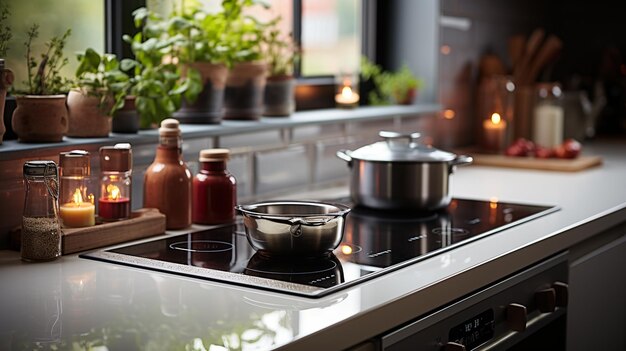 Photo delicious fresh baked vegetables on kitchen table