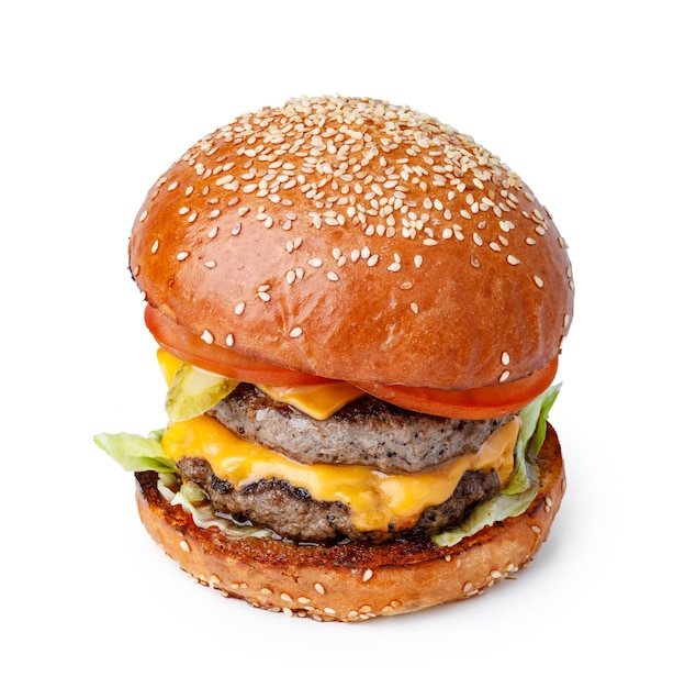 Delicious fresh burger isolated on white background