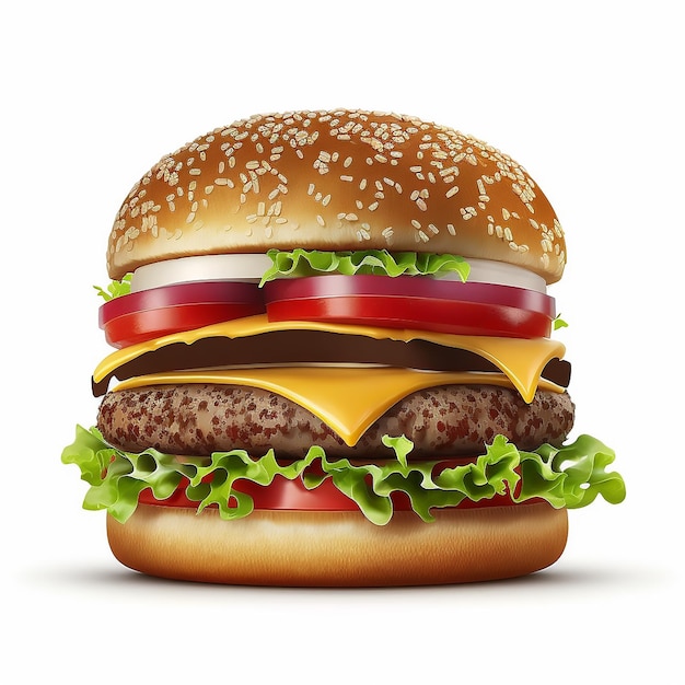 delicious fresh burger on white background