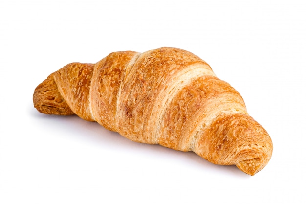Delicious, fresh croissant on white. Croissant isolated. 