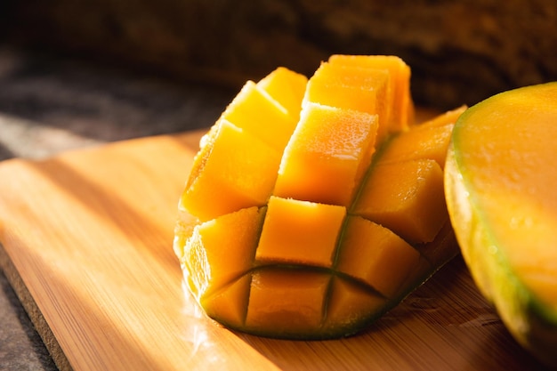 delicious fresh cut mango isolated
