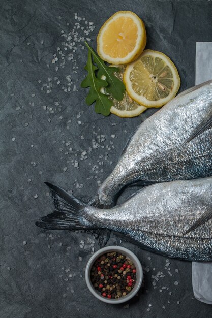 Delicious fresh dorado on chopping board