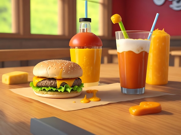 Photo delicious fresh hamburger fast food with beef and cheese background