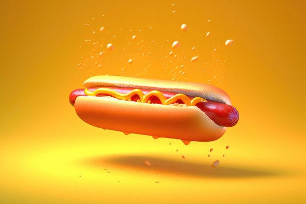 Delicious fresh juicy hot dog in cartoon style fast food menu design street food generative ai