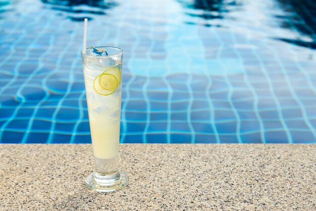 Delicious fresh lemon juice near the pool on a tropical resort