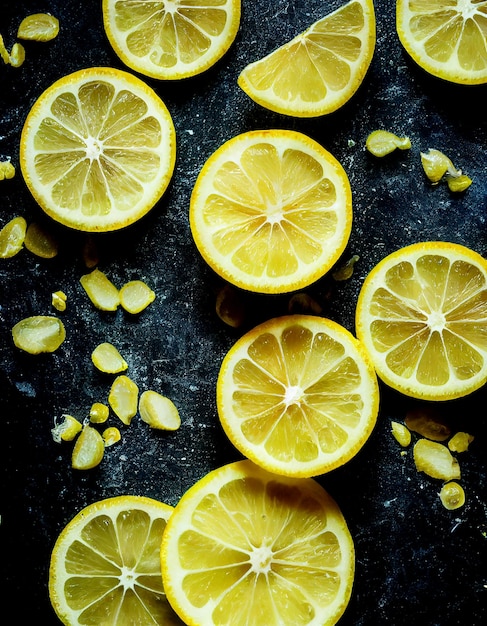Delicious fresh lemon slices 3d illustrated
