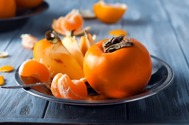 Delicious fresh persimmon fruit