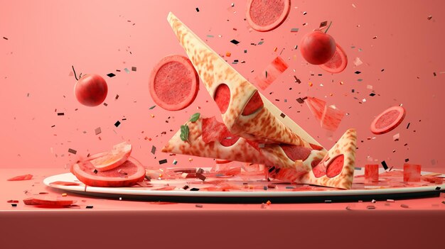 Delicious fresh pizza on a red background fast food pizza