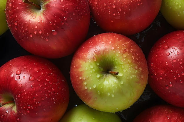 delicious fresh red apples with water droplets