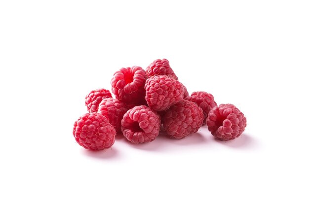 Delicious fresh ripe raspberries on white background