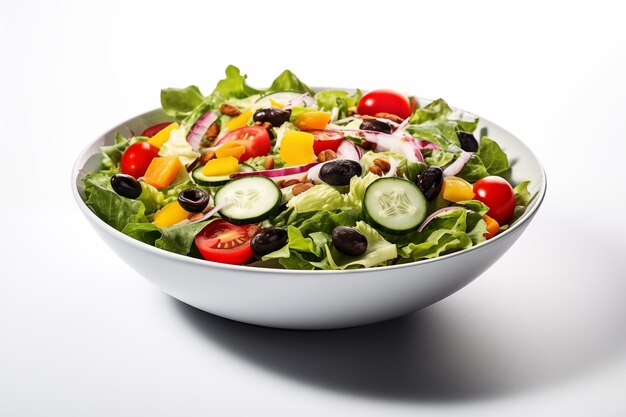 Delicious fresh salad over isolated white background